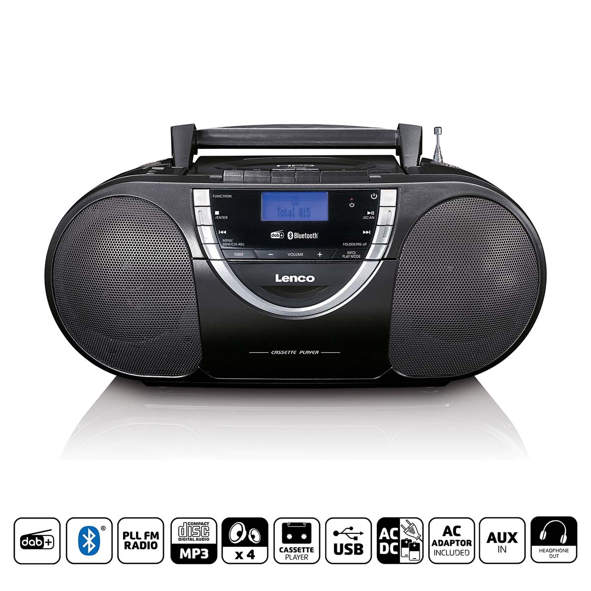 Lenco scd-6900bk cd-speler boombox - zwart,zilver - Obelink.be