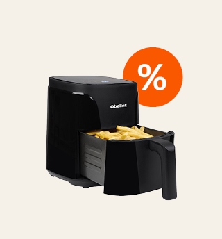 zwarte Obelink airfryer met friet en korting