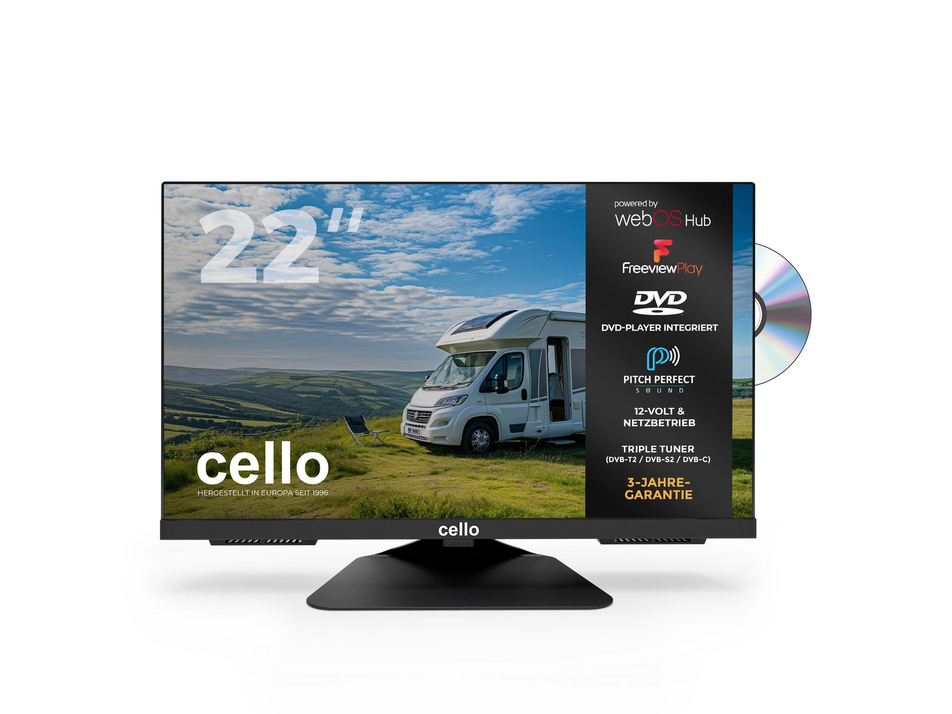 Cello WebOS Traveller 22" televisie met dvd-speler