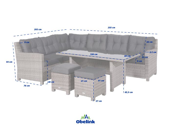 Outdoor Feelings Blue Reflex dining linkse loungeset