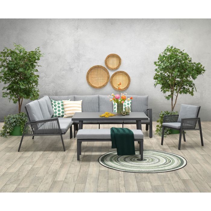 Garden Impressions Brendon licht grijs met stoel L lounge dining set