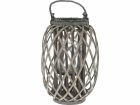 H & S Decoration Ø 26 x 40 cm rieten lantaarn - Grey