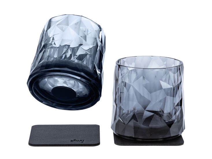 Silwy 2-delige set grijs magnetische Hightech TUMBLER-glazen