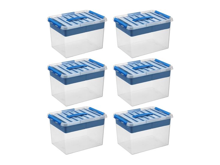 Sunware Q-line 22 liter set van 6 opbergboxen met inzet