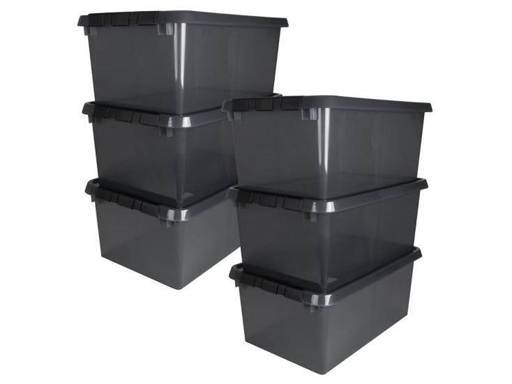 Sunware comfort Line set van 6 45L opbergbox - grijs