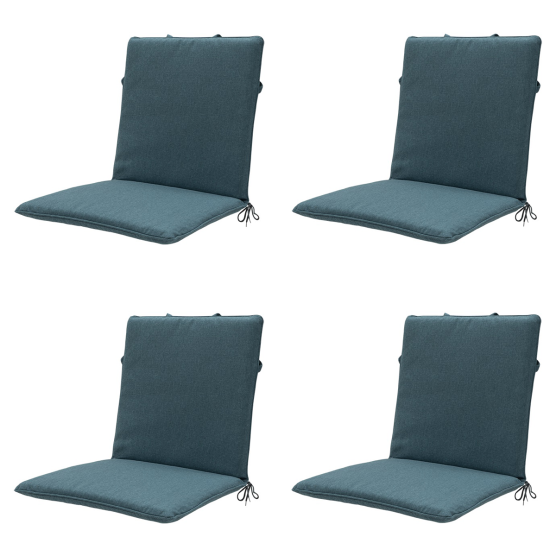 Madison Sea blue canvas eco+ Stapelstoelkussen - Set van 4