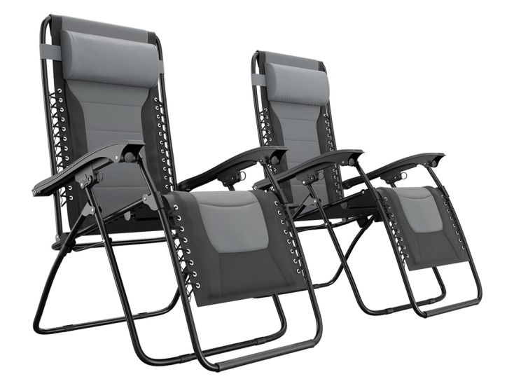 LifeGoods Comfort set van 2 ligstoelen - Black/Grey
