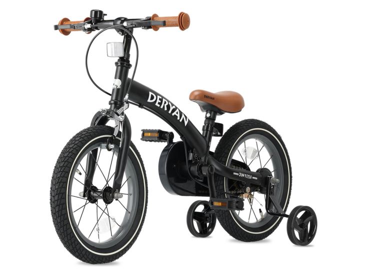 Deryan 12 inch Luxe 3-in-1 kinderfiets - Black