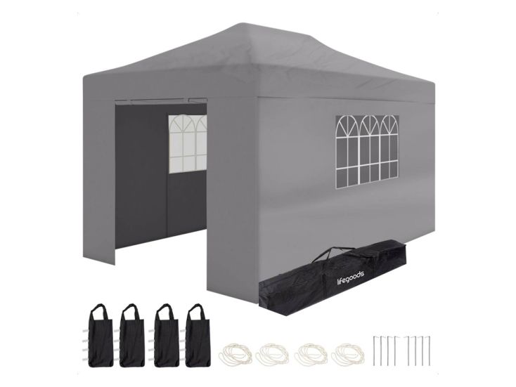 LifeGoods 3x6 m Zijwanden voor partytent - Dark Grey