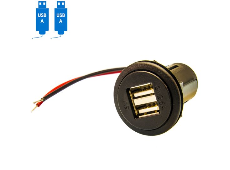 12V power 2x USB 5VDC 2.5A inbouwdoos