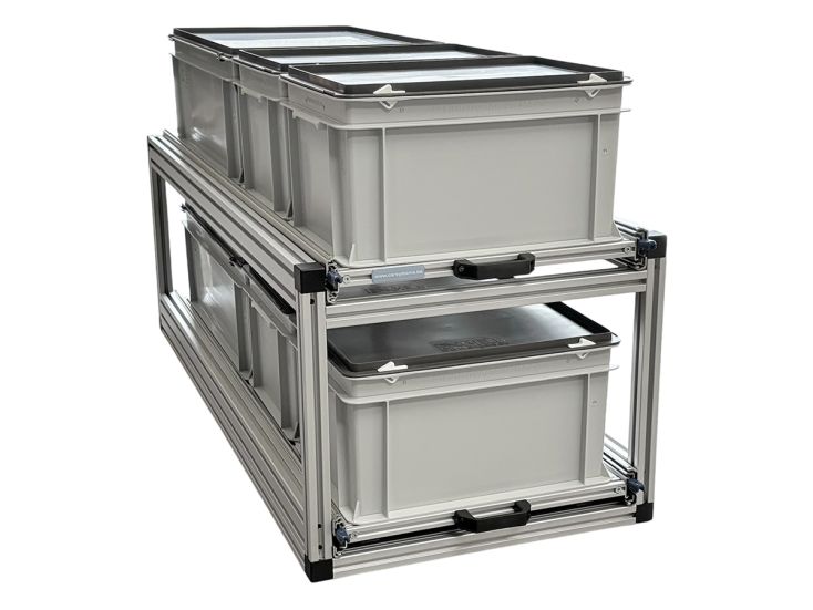 Schuifframe dubbel 120x40 cm - 6 gesloten bakken