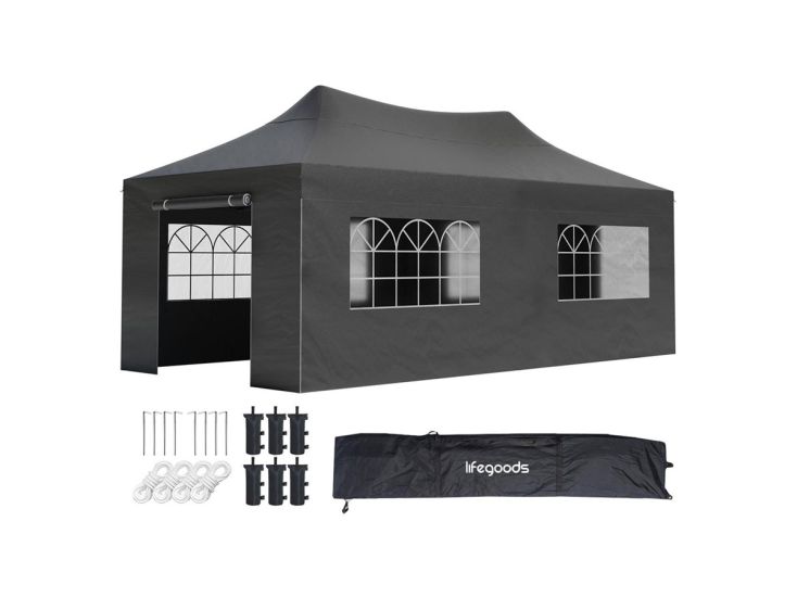 LifeGoods 3 x 6 meter partytent met zijwanden - Anthracite