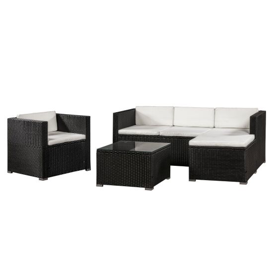 Punta Cana L polyrotan zwart witte loungeset
