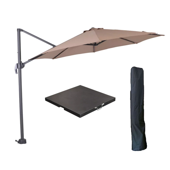 Garden Impressions Hawaii S ronde zweefparasolset - Light Brown