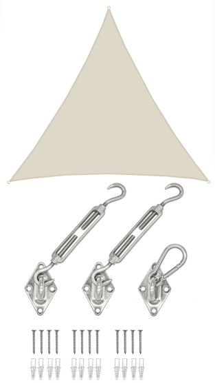 AMANKA 5x5x5 waterdicht beige schaduwdoek met bevestigingsset