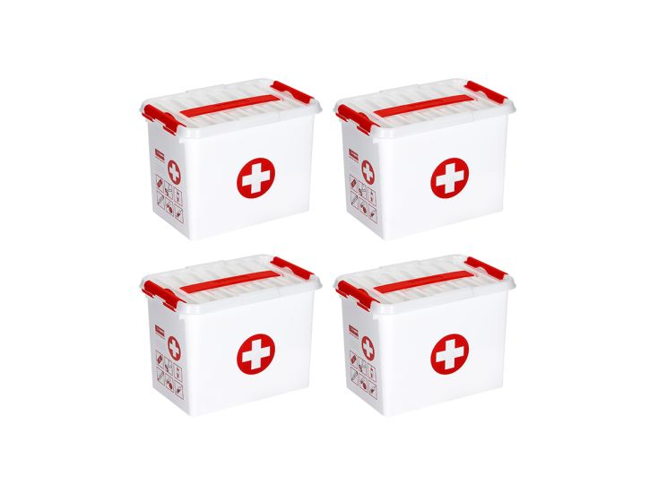 Sunware Q-line 9 liter Red EHBO doos met inzet - Set van 4