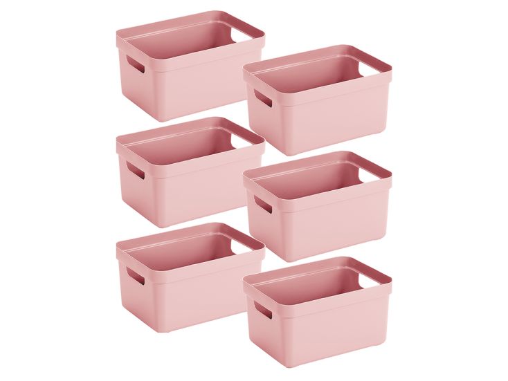 Sunware Sigma home 13 liter roze opbergbox - set van 6