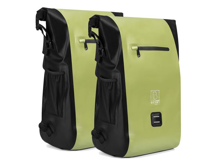 Brisby 3 in 1 waterdichte rolltop Green fietstas - Set van 2
