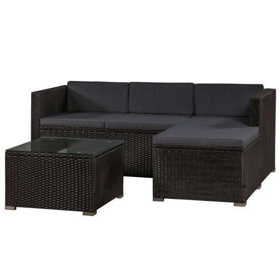 Punta Cana M polyrotan zwarte loungeset