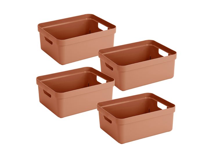 Sunware Sigma home set van 4 24L opbergbox - terra