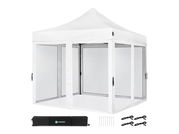 VONROC Premium 3x3 partytent met muggennet wanden - White