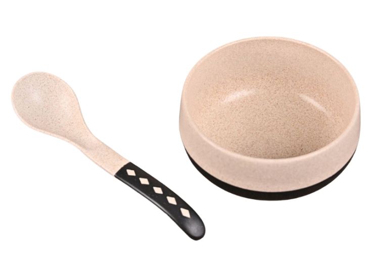Croppie 250 ml Charcoal soepkom met lepel - Set van 4