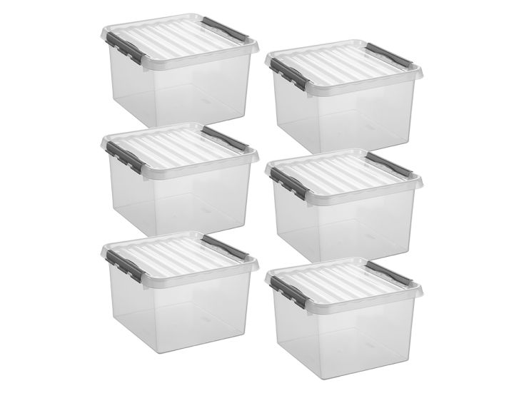 Sunware Q-line 26 liter transparant opbergbox - set van 6