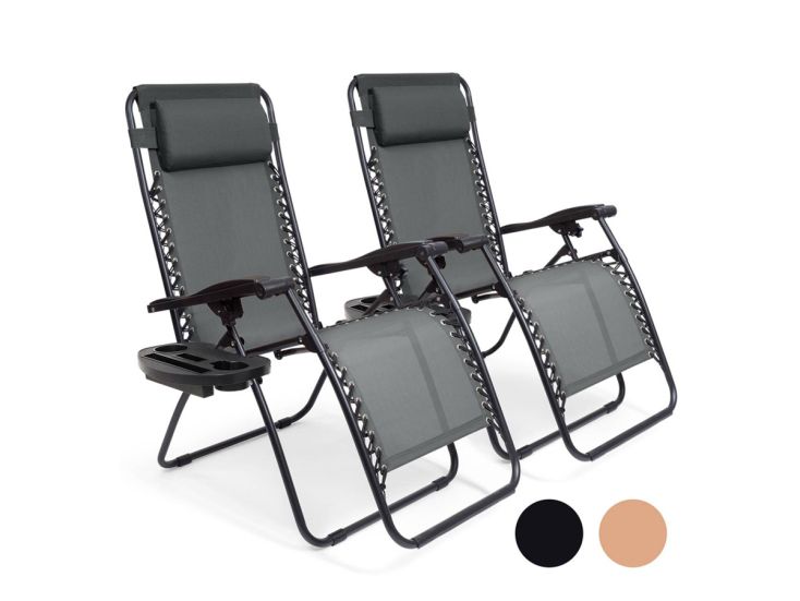 LifeGoods Opvouwbare tuinstoelen set - Dark Grey