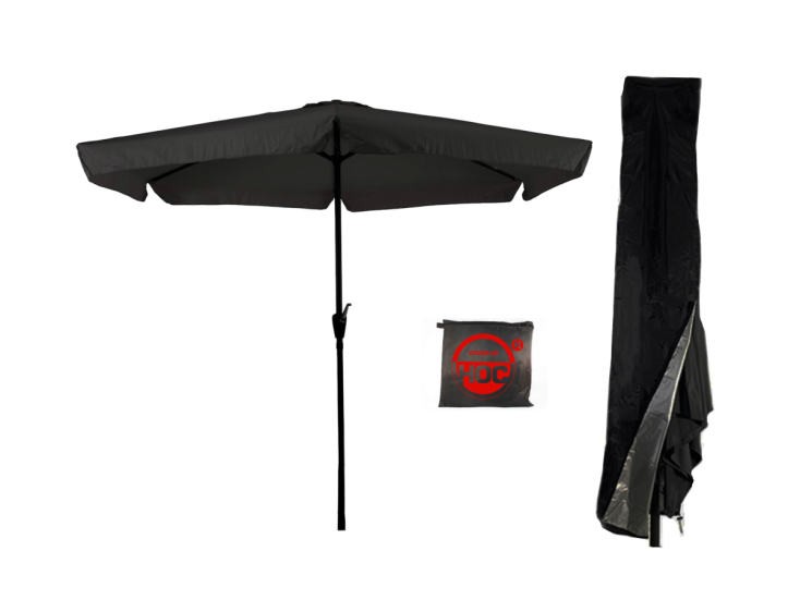 CUHOC Ø3m parasol zwart met Redlabel parasolhoes