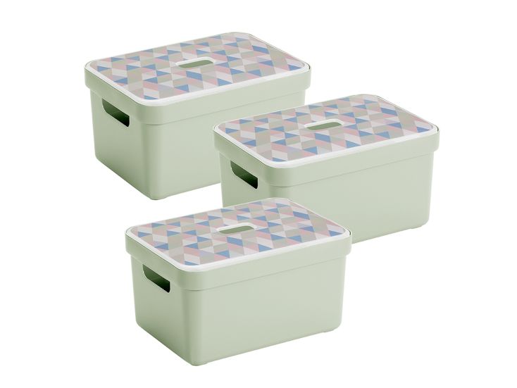 Sunware Sigma Home 13L Green Triangel Opbergbox - Set van 3