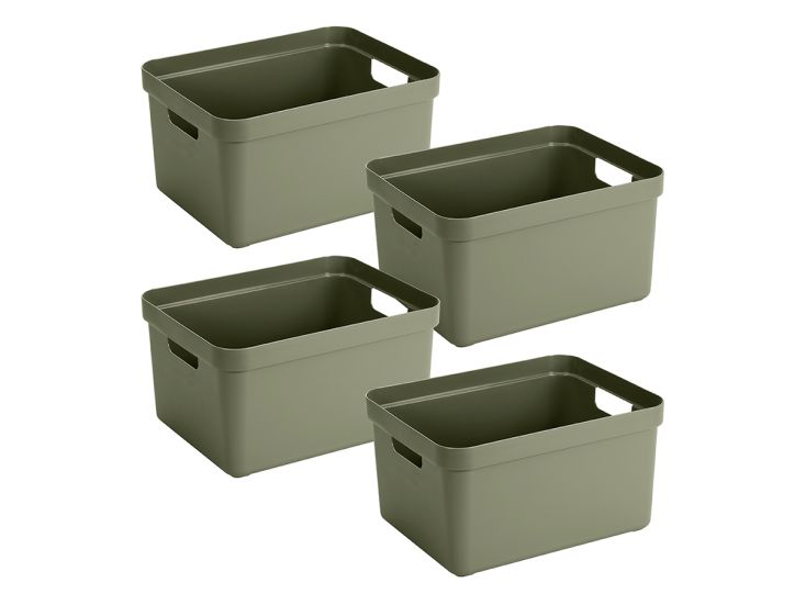Sunware Sigma home 32 liter Dark Green opbergbox - Set van 4