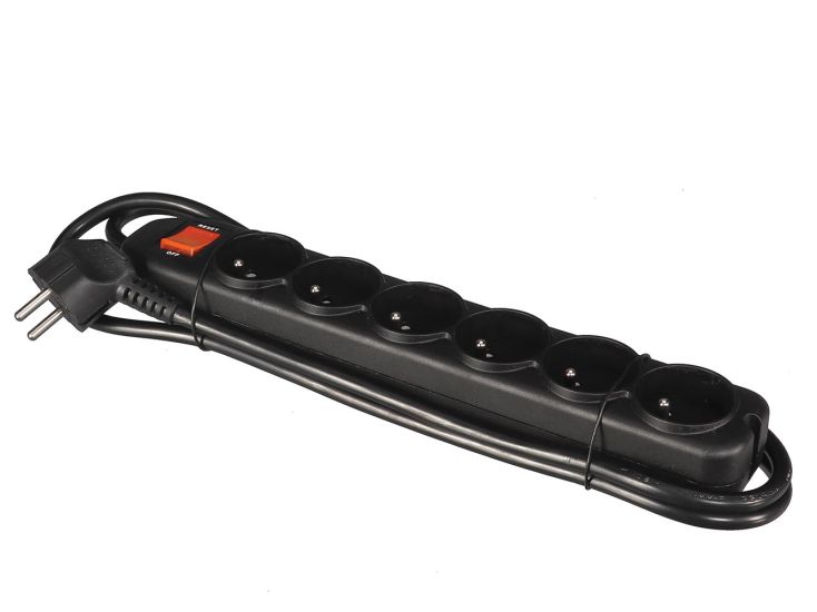 Perel EWS6B 6-voudige stekkerdoos met schakelaar - 1,5 meter