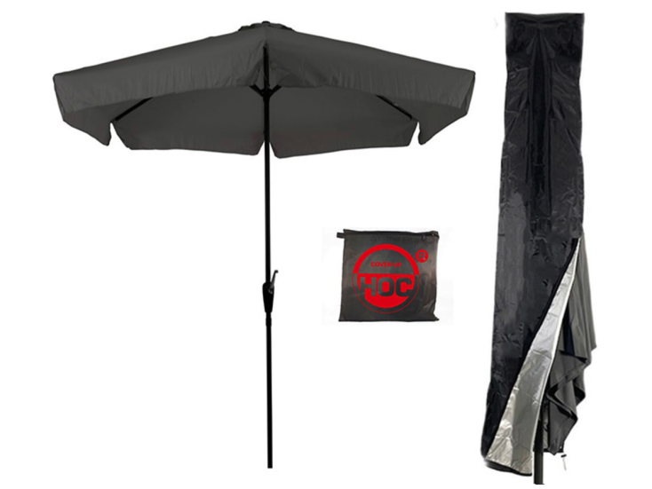 CUHOC Ø3m parasol grijs met Redlabel parasolhoes