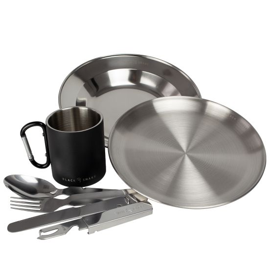 Black Snake 7-delig karabiner roestvrijstalen campingservies