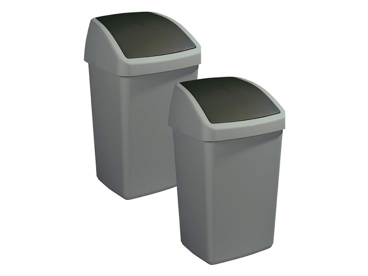 Sunware Delta 50 liter prullenbakken met swingdeksel - Grey