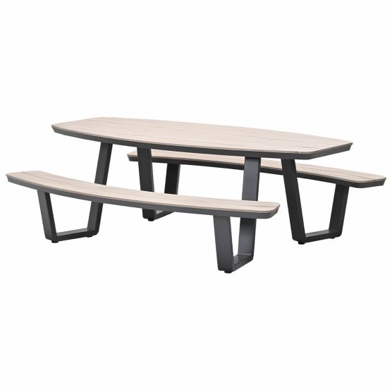 Garden Impressions Sarria ovaal 220 x 193 - d. grijs picknick set