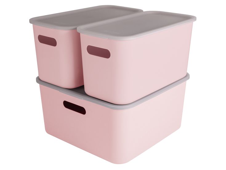 Sunware Sigma home set van 3 cube boxen met deksel - Pink