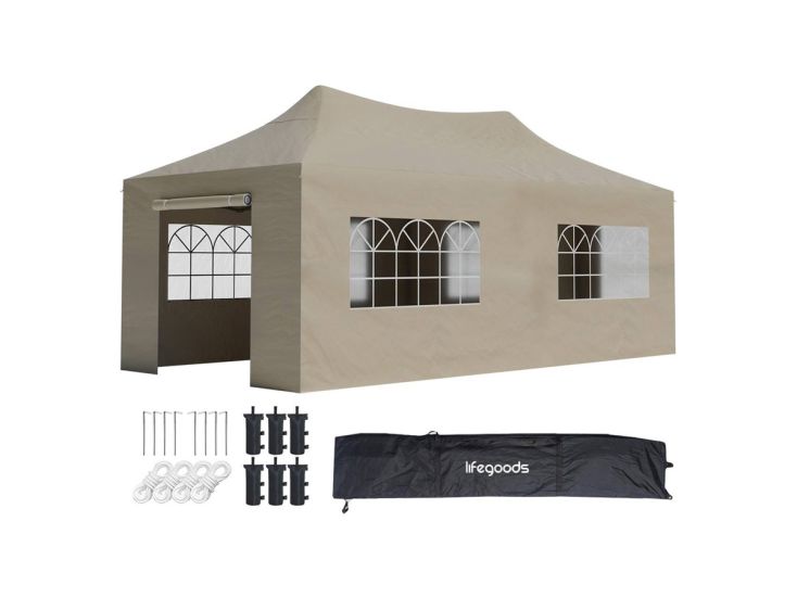 LifeGoods 3 x 6 meter partytent met zijwanden - Beige