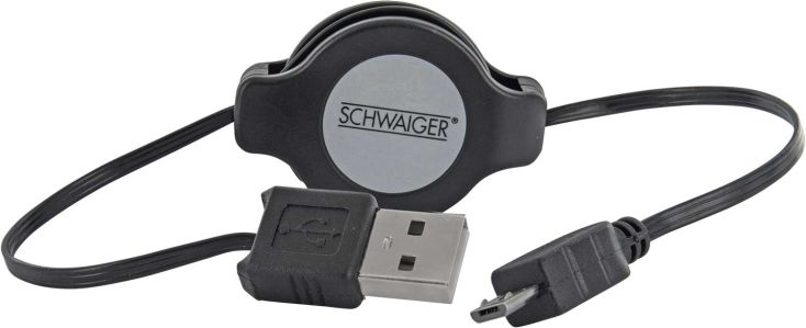 Schwaiger Micro USB uittrekbare oplaadkabel