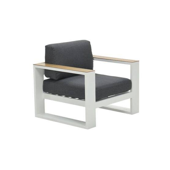Garden Impressions Plaza wit - teak look loungestoel