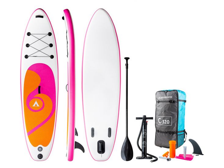 Campingwise roze oranje opblaasbaar supboard set