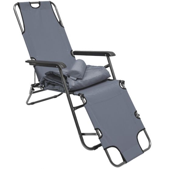 AMANKA 180 x 60 grijs verstelbare relaxstoel
