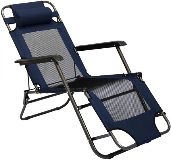AMANKA 155 x 60 blauw verstelbare relaxstoel