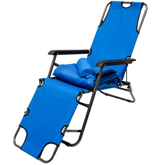 AMANKA 180 x 60 blauw verstelbare relaxstoel