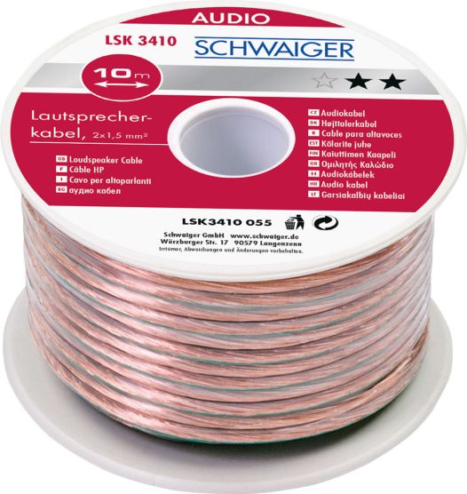 Schwaiger LSK3410 10 meter 1,5 mm transparante luidsprekerkabel