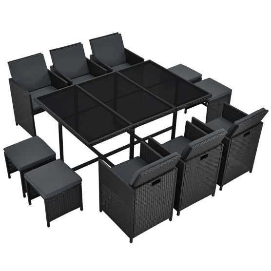 Baracoa XL polyrotan zwarte diningset