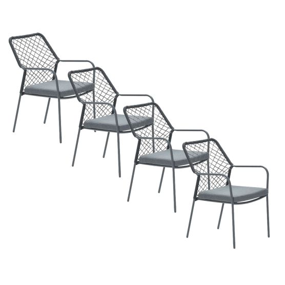 Garden Impressions Ross 4 stuks zwarte tuinstoel