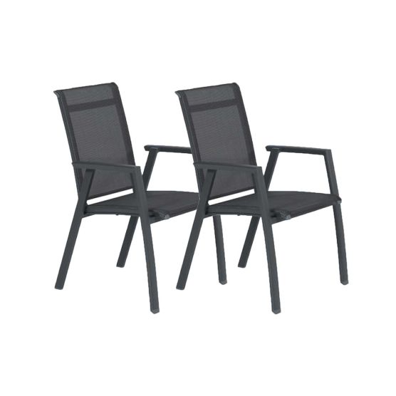 Garden Impressions Santana 2 stuks donker grijze tuinstoelen