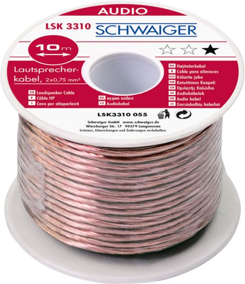 Schwaiger LSK3310 10 meter 0,75 mm transparante luidsprekerkabel