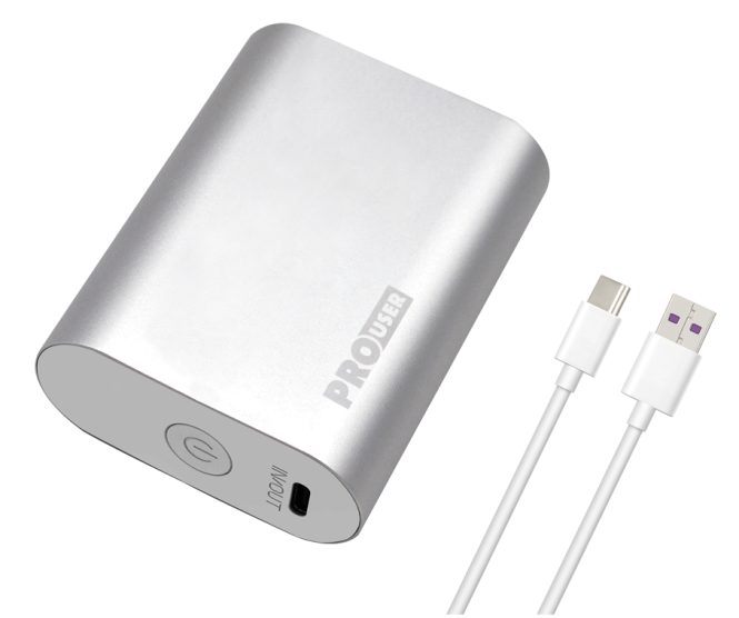 Pro-User 10.000 mAh zilvere powerbank